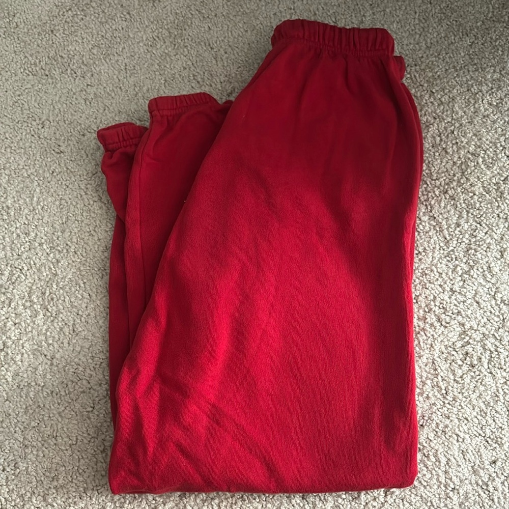 Red sweatpants